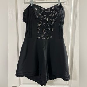GUESS Beaded Romper Black with Pockets